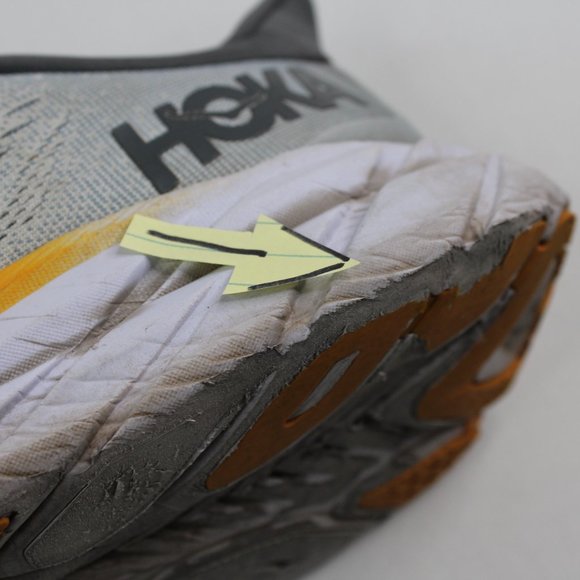 Hoka Clifton 8 White Grey Yellow Mens Road Running Shoes 119393 Size 11.5D #142 - Picture 12 of 14